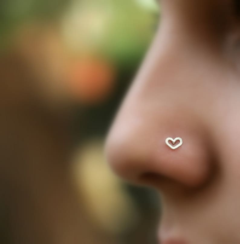 Nose Ring - Nose Piercing - Nose Stud - Tragus Piercing - Cartilage Earring - Helix - Small Nose Stud - Sterling Silver Valentine Heart 