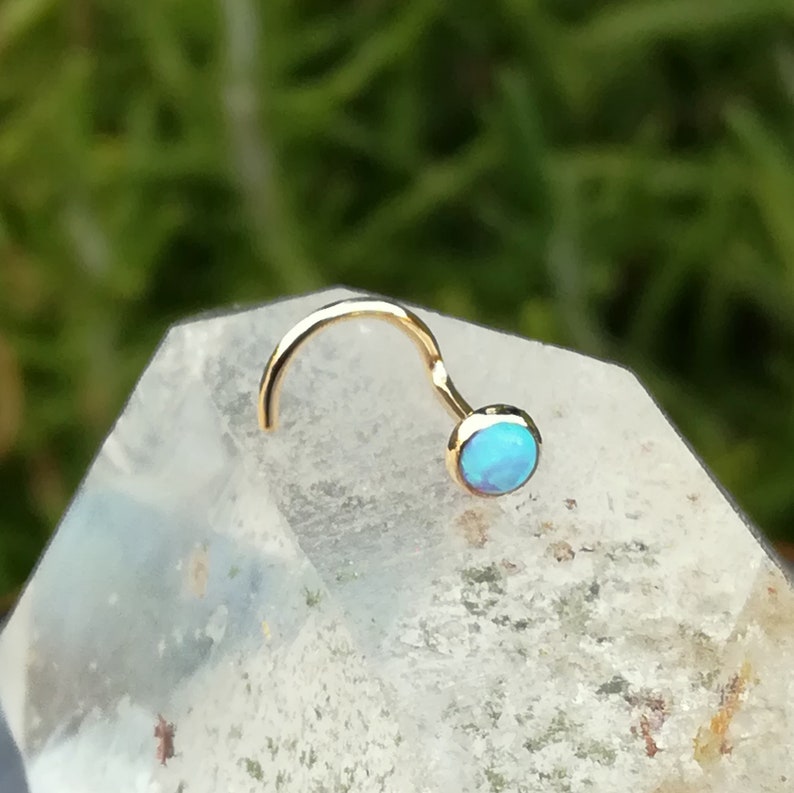 Nose Jewelry Studs Helix Earring Nose Stud 14K Yellow Gold Filled Nose Piercing Tragus Earring 3mm Blue Opal Nose Ring