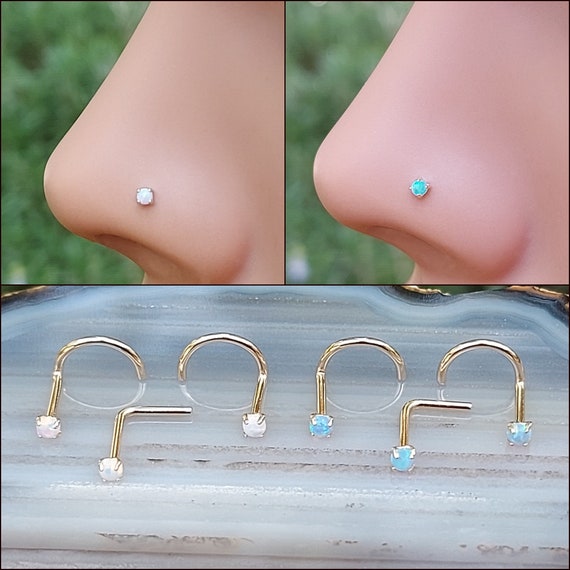 Opal Nose Jewelry Surgical Steel, Nostril Jewelry, Nose Ring Hoop 22g 20g  18g, Nose Earring, Nostril Piercing, Nose Hoop, Nose Piercing - Etsy