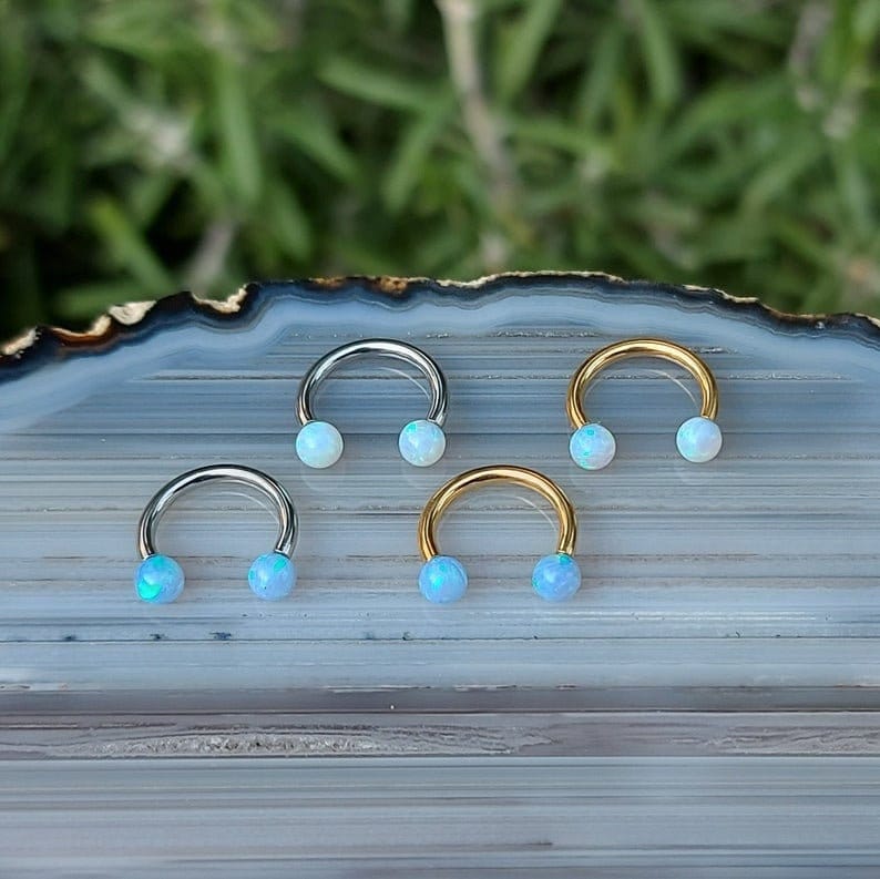 Opal Horseshoe TRAGUS Ring Tragus Earring Horseshoe Circular Etsy