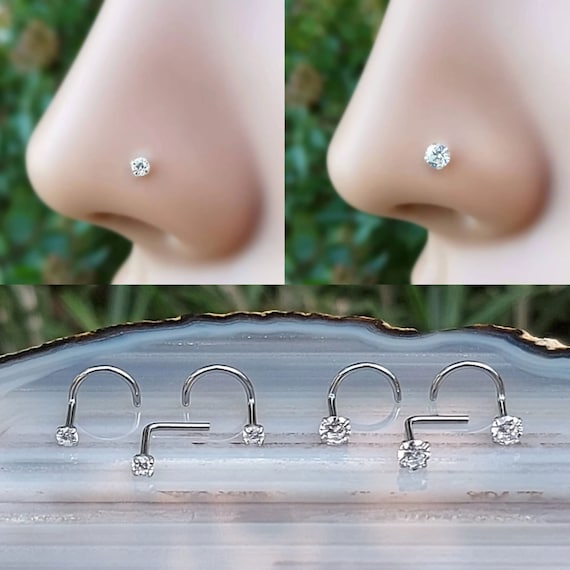 14kt Yellow Gold Multi CZ Cluster Corkscrew Nose Ring 14kt Yellow Gold Multi CZ Cluster Corkscrew Nose Ring