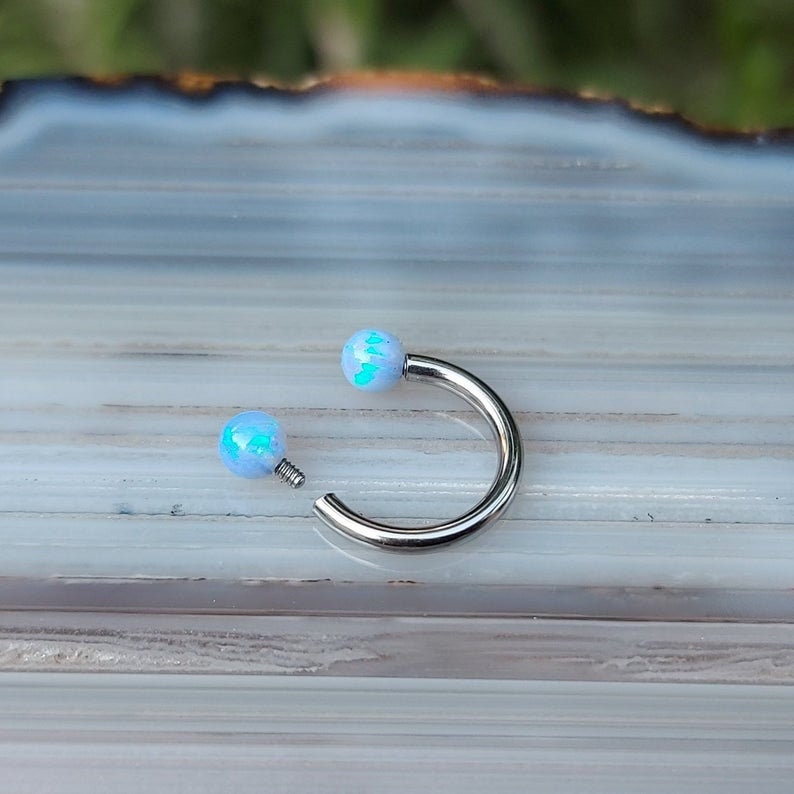 Opal Horseshoe TRAGUS Ring Tragus Earring Horseshoe Circular Etsy
