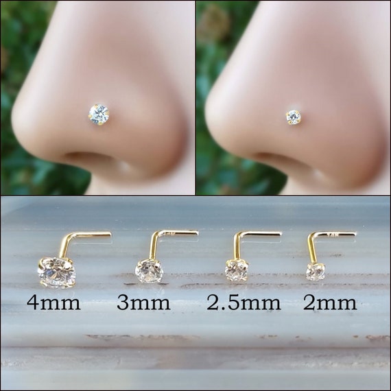 Genuine Diamond Nose Ring Stud 14K Solid Gold Diamond Piercing Nose Jewelry  Nose Piercing Set With A 2/2.5/3/4 Diamond Diamond Nose 