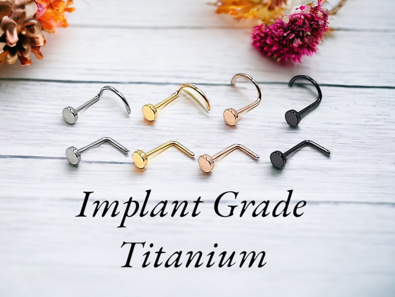 IMPLANT GRADE TITANIUM Nose Ring Stud 3mm Disk 20/18 Gauge Nose Jewelry Nose Piercing Tiny Nose Stud 3mm Disk Nose Stud Nose Stud image 1