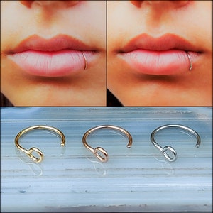 FAKE Lip Ring -  20 Gauge 316L Surgical Steel - Silver - Yellow - Rose - Lip Cuff - Non Pierced - Faux Lip Ring - Lip Ring Cuff