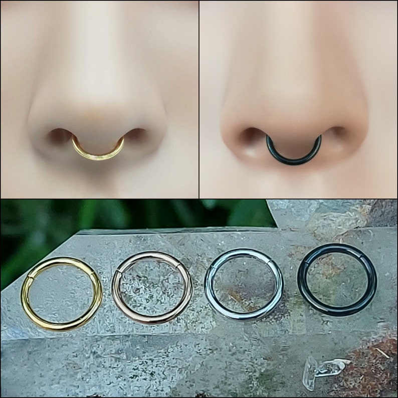 Septum Ring Clicker - Septum Ring- Septum Piercing - Septum Jewelry -16 Gauge 8/9mm Surgical Steel - Conch Ring - Conch Piercing - Nose Ring 