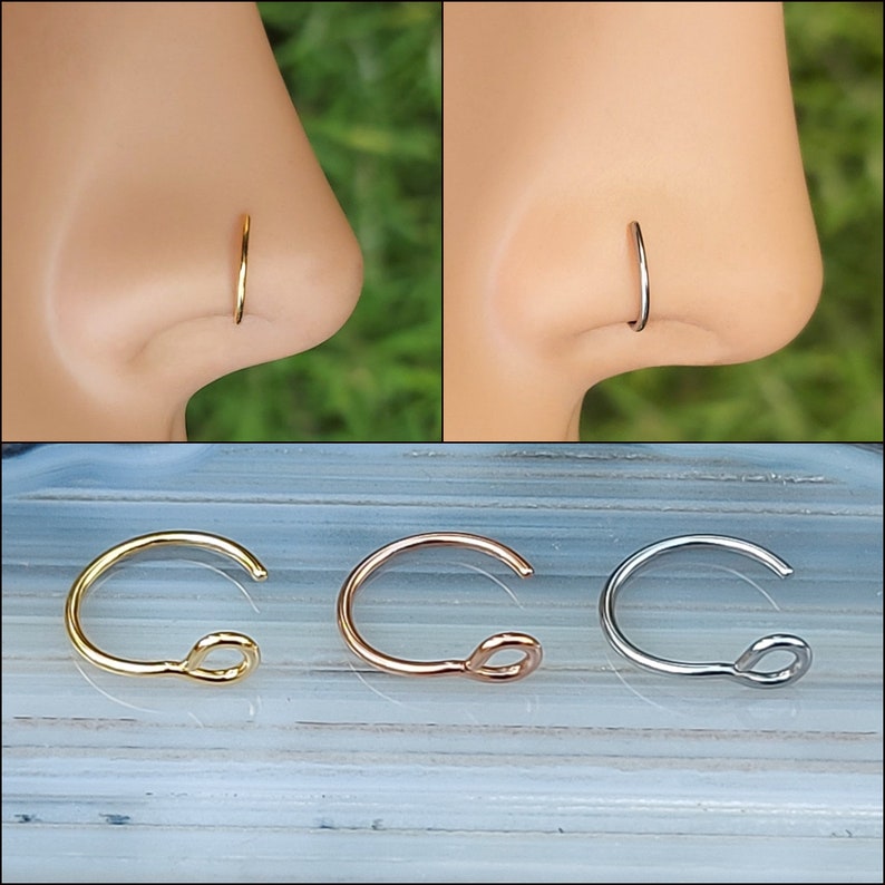 FAKE Nose Ring 20 Gauge 316L Surgical Steel Silver Etsy