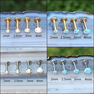 Tragus Earring Stud Tragus Ear Piercing Stud For Tragus Piercing Earring For A Tragus Piercing Tragus Earrings White/Blue Opal SurgicalSteel
