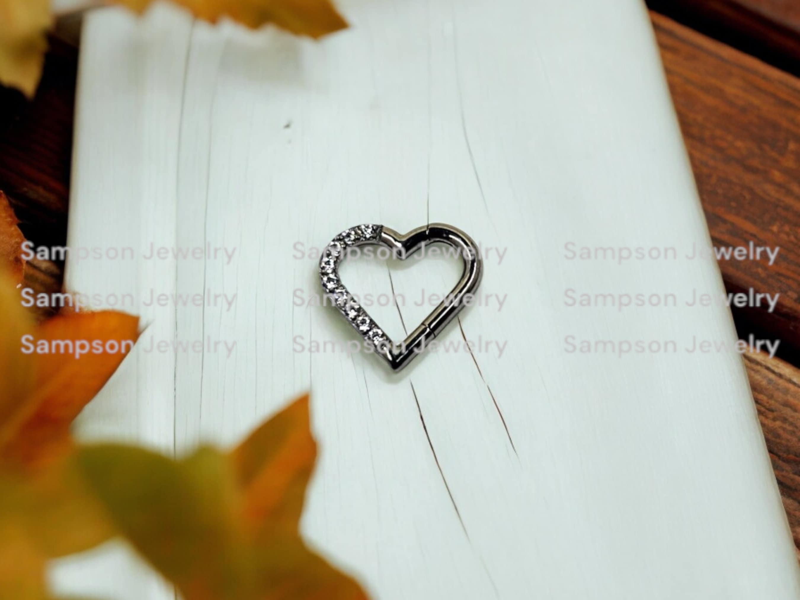 Titanium CZ Heart Clicker Ring, 16G, Left or Right Opening - Etsy