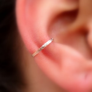 Ear Cuff Ear Wrap Conch Cuff - Fake Conch Piercing - Fake Piercings - 14K Rose/Yellow Gold Filled Steling Silver Textured 1.2mm Wide - Cuffs