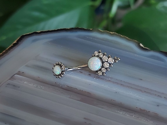 Titanium OpalCZ Belly Button Body Piercing Button Belly Button Piercing Rings Body Piercings Navel Belly Button Navel Ring Belly Ring Button