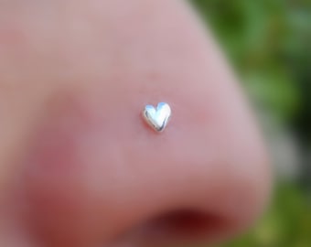 Heart Silver Nose Ring Nose Silver Ring Nose Stud Designs Nose Studs Silver Nose Studs Cute Nose Rings Cute Small Stud Nose Ring Tiny Stud