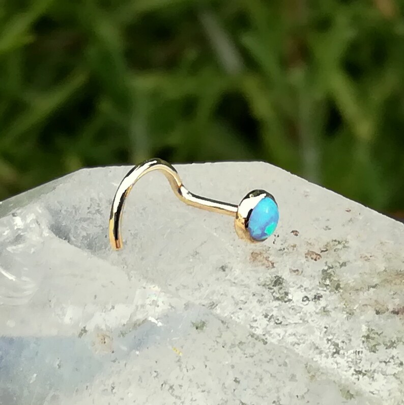 Nose Jewelry Studs Helix Earring Nose Stud 14K Yellow Gold Filled Nose Piercing Tragus Earring 3mm Blue Opal Nose Ring