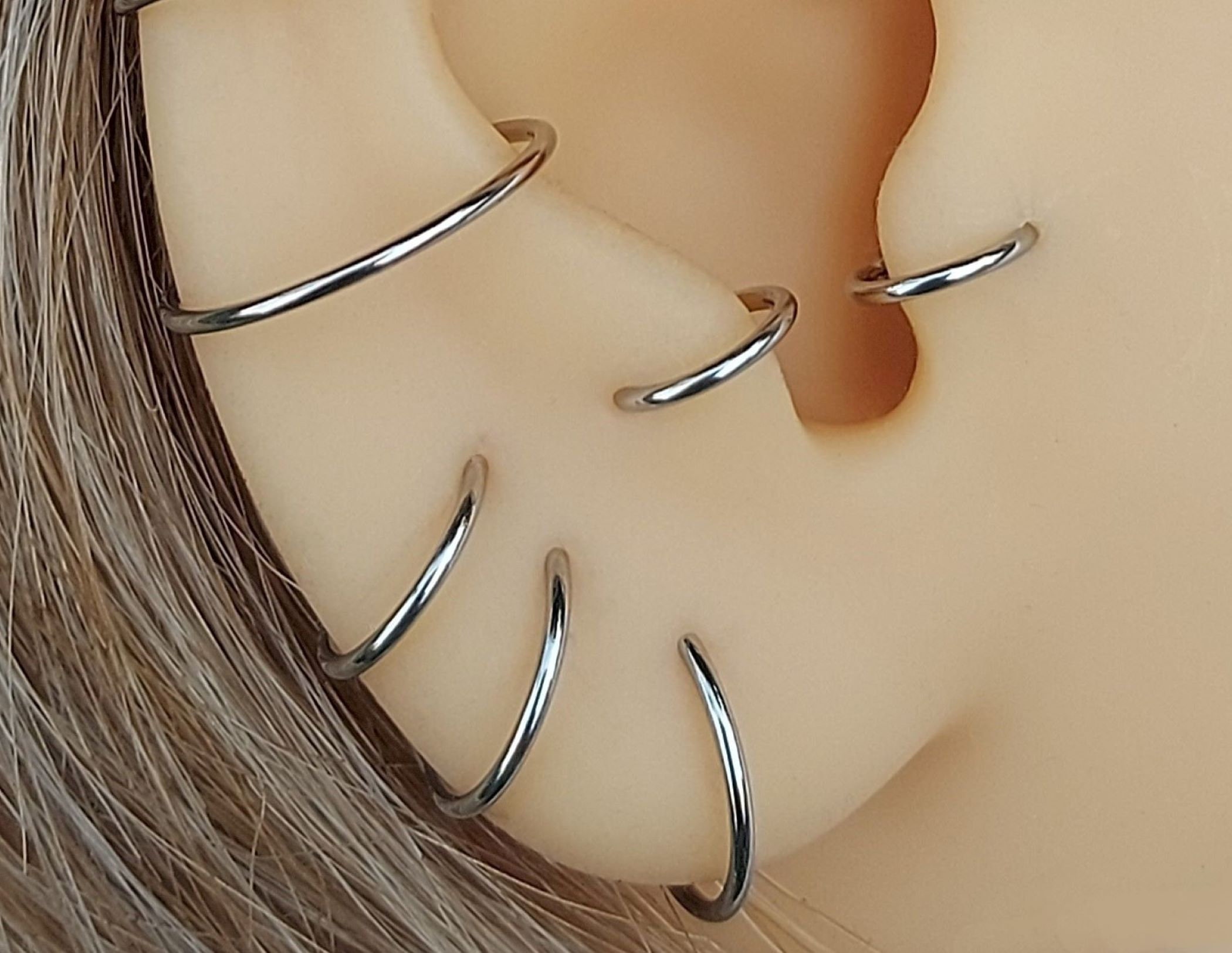 IMPLANT GRADE TITANIUM Hypoallergenic Clicker Hoop Earring Clicker Conch Hoop Cartilage Earring 20 18 16 14 Gauge 5 6 7 8 9 10 12 Mm Etsy