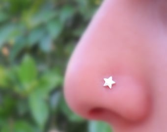 Nose Stud -  Nose Ring Stud - Tragus Earring - Cartilage Earring - Nose Jewelry - Sterling Silver Star Nose Ring Piercing - Nose Studs