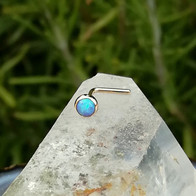 Nose Jewelry Studs Helix Earring Nose Stud 14K Yellow Gold Filled Nose Piercing Tragus Earring 3mm Blue Opal Nose Ring
