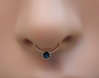 Septum Ring - Septum Piercing - Septum Jewelry - 14K Yellow Gold Filled 3mm Abalone Shell - Paua Shell - Paua Septum Ring