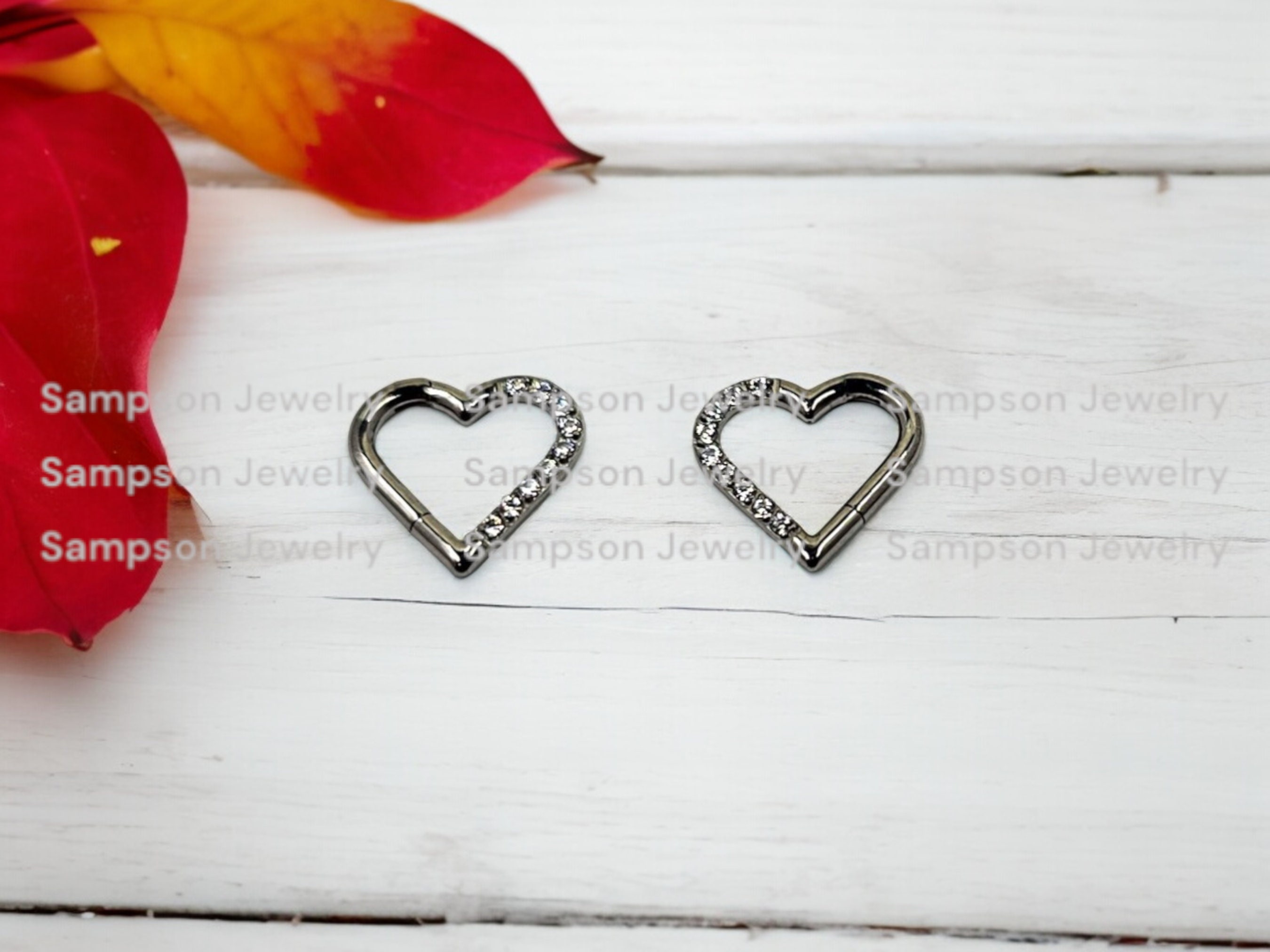 Titanium CZ Heart Clicker Ring, 16 Gauge Hypoallergenic Piercing
