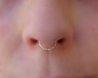 Septum Ring - Nose Ring - Septum Hoop - Septum Piercing - Septum Jewelry - TEXTURED Sterling Silver Septum - Conch Ring - Conch Piercing