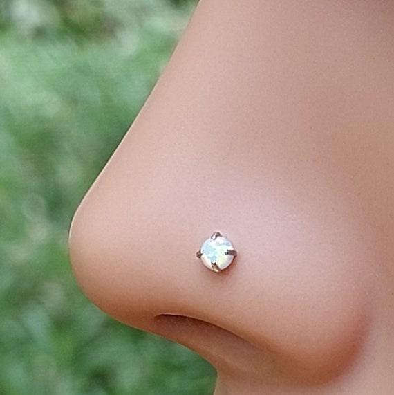 IMPLANT GRADE TITANIUM Nose Ring Stud 20 18 Gauge 3 mm White Blue Opal Nose Jewelry Nose Piercing Etsy Italia