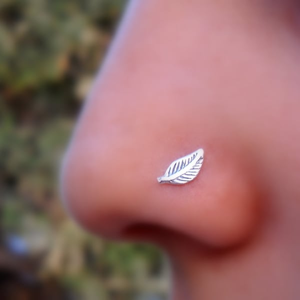 Leaf Silver Nose Ring Nose Silver Ring Nose Stud Designs Nose Studs Silver Nose Studs Cute Nose Rings Cute Small Stud Nose Ring Tiny Stud