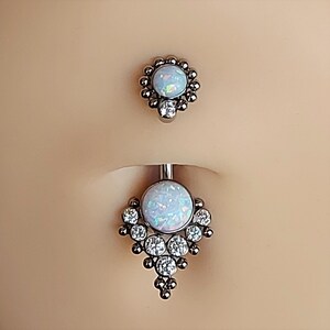 Titanium OpalCZ Belly Button Body Piercing Button Belly Button Piercing Rings Body Piercings Navel Belly Button Navel Ring Belly Ring Button image 4
