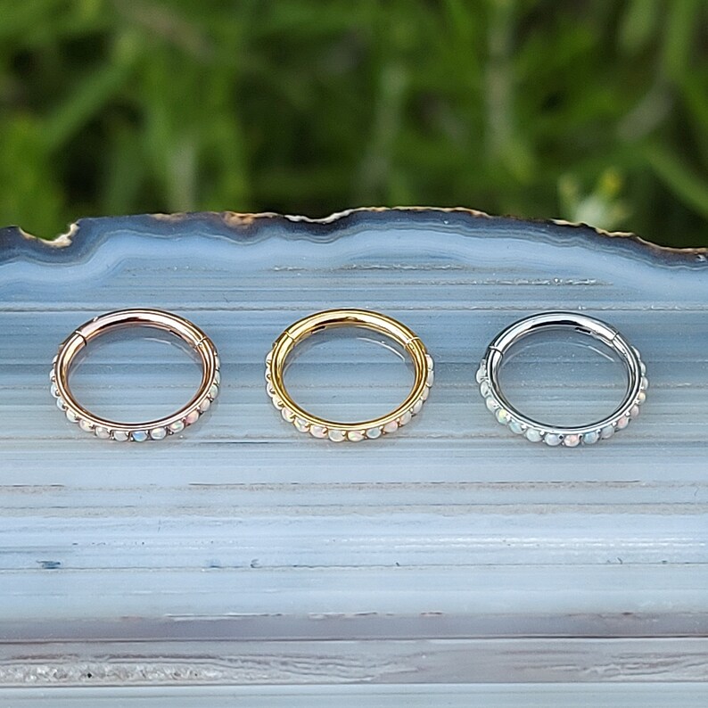 Opal Belly Button Ring Clicker Belly Ring Belly Piercing Etsy