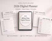 2026 Digital Planner Canva Template | Hyperlinked, Printable (Instant Download)