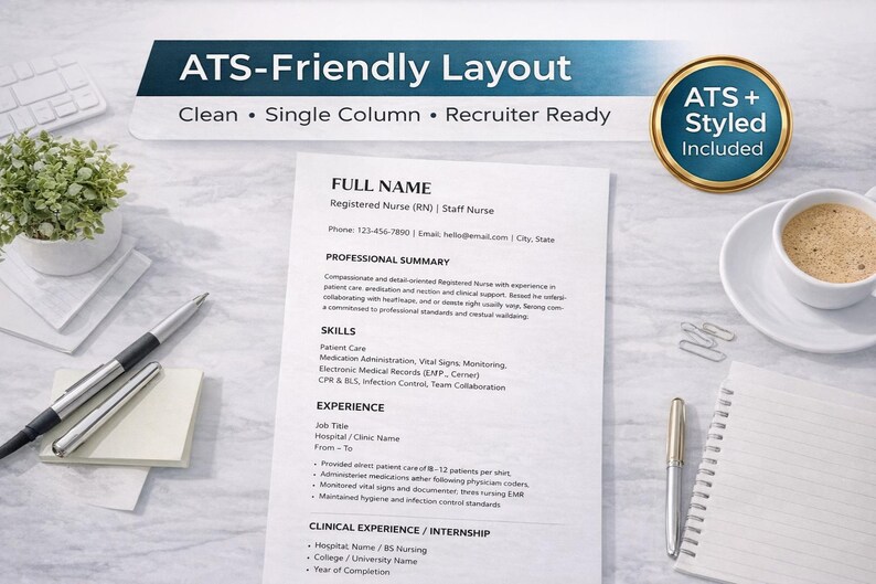 Nurse Resume Template | ATS and Styled Versions, RN, LPN (canva and ...