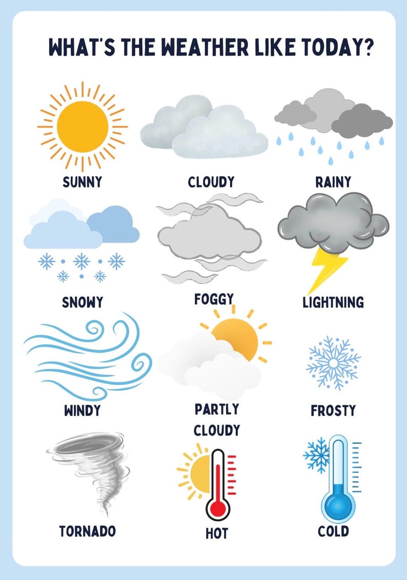 Weather in English Worksheet + Bonus Coloring Page | ESL Kids Activity ...
