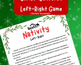 Nativity Story Left Right Game | Christmas bible Gift Exchange (PDF) Christmas prayer Bible Left Right Game, Ministry Family Group Activity