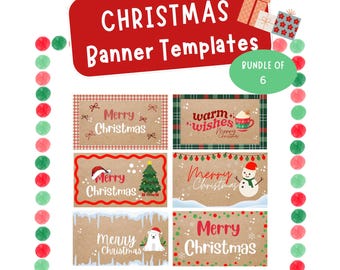 Paquete de plantillas de banners navideños / Archivos editables de Canva (Descarga digital)