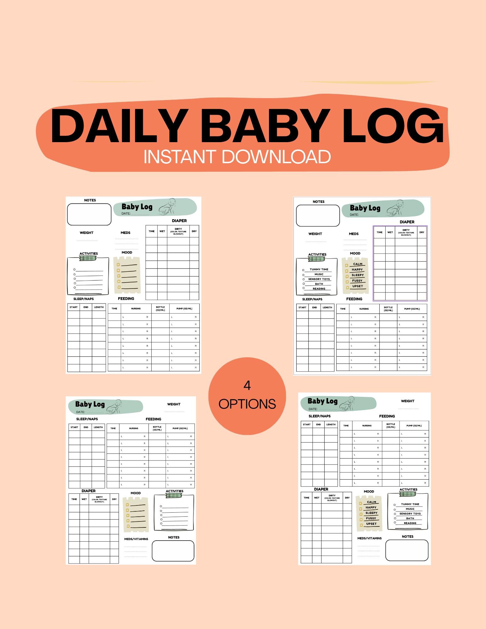 Baby Daily Tracker | Newborn Care Log for Breastfeeding, Diaper Changes ...