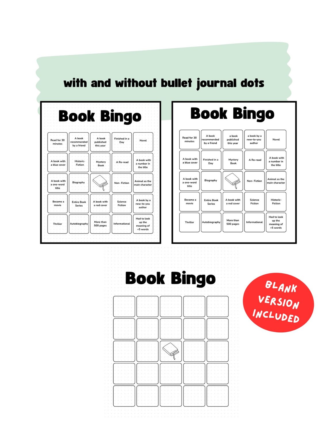 Book Bingo Printable | Reading Challenge Activity (PDF Download) - Etsy