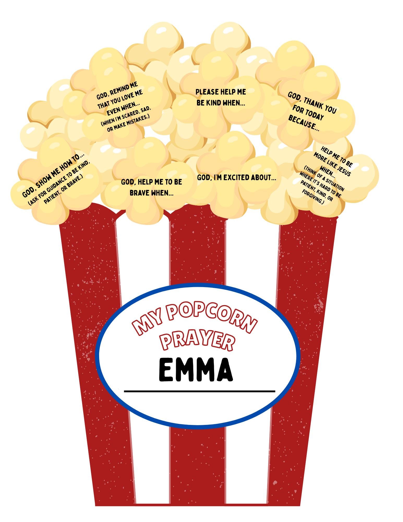 41 Easy Popcorn Crafts for Kids 19 Prayer Popcorn Craft Activity for Kids (Digital Download)