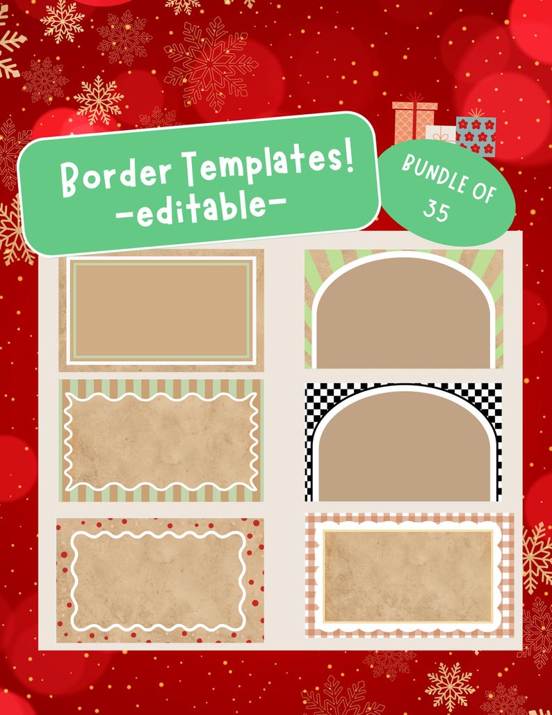 Paquete de plantillas esenciales para bordes de banners (35 bordes) / Archivos editables de Canva (Descarga digital) imagen 1