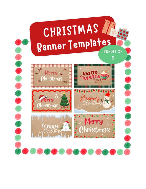 Christmas Banner Templates Bundle | Editable Canva Files (Digital Download)