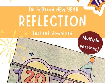 Faith based New Year goal setting for kids, New Year reflection, 2026 reflection craft,New Year's Resolutions
