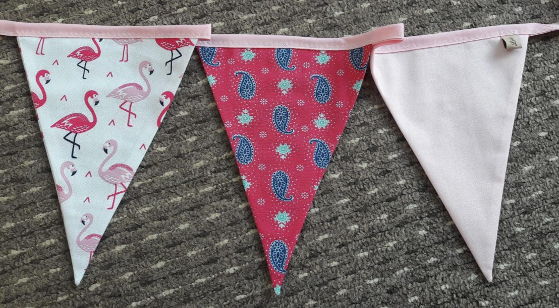 Flamingo Bunting, Flamingo Décor, Pink Cerise & Mint Trendy Bunting