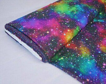 Galaxy fabric, yardage, space fabric, Little Johnny fabric, multicolored fabric, fabric galaxy, stars fabric, galaxy, LittleJohnny galaxy.