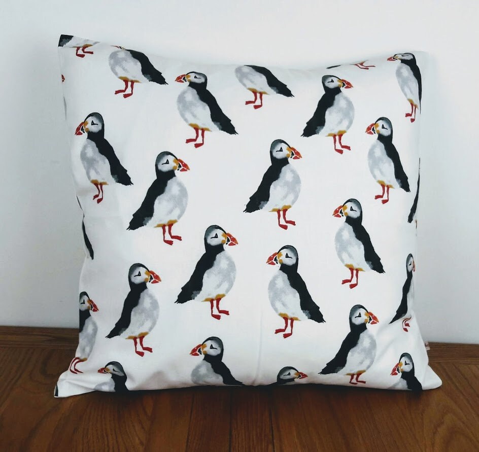 Oreiller Macareux, Housse d'oreiller Oreiller Oiseau, Carré Oreiller, Coussin Décor Macareux