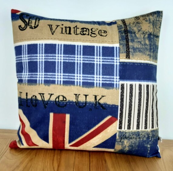 Vintage Pillow London Pillow Union Jack Pillow Uk Flag Pillow Etsy