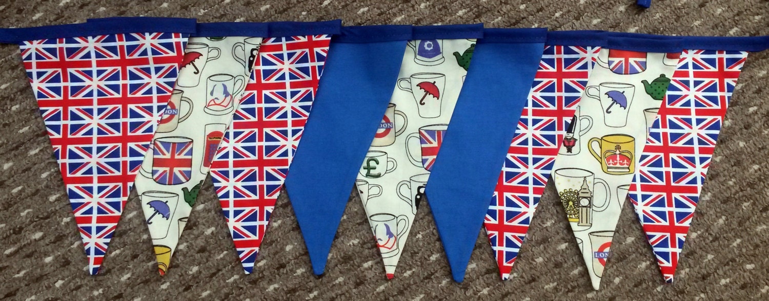 Jubilee Bunting, Union Jack Fabric Décor Britannique, Flag Décor, London Bus Uk Bunting