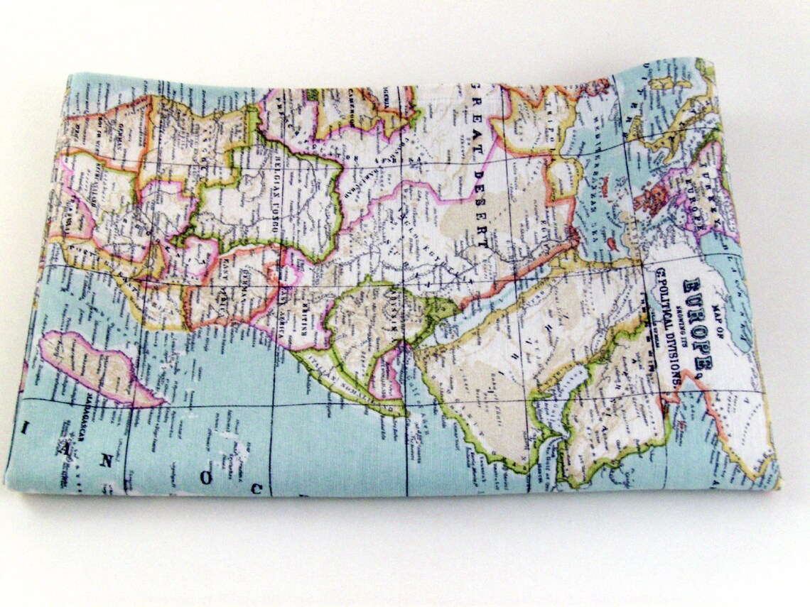Map Fabric World Map Fabric Fabric Map of the World World Etsy
