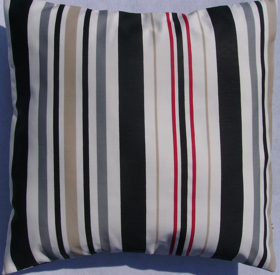 Sale Red Pillow Cover Red Pillow Cover Stripe Pillow Black Etsy