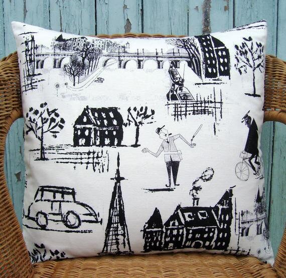 Housse d'oreiller Paris, Housse Monochrome, Noir et Blanc, Décor Français