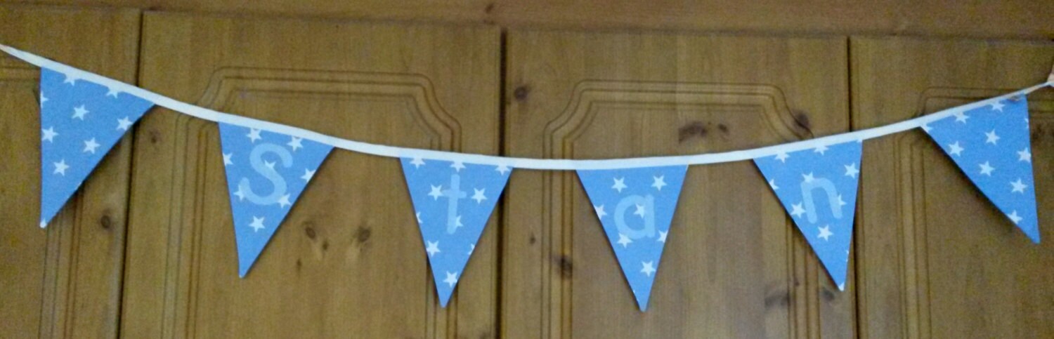 Bunting Personnalisé, Décor de Nom Bunting Pépinière, Tissu, Lettre
