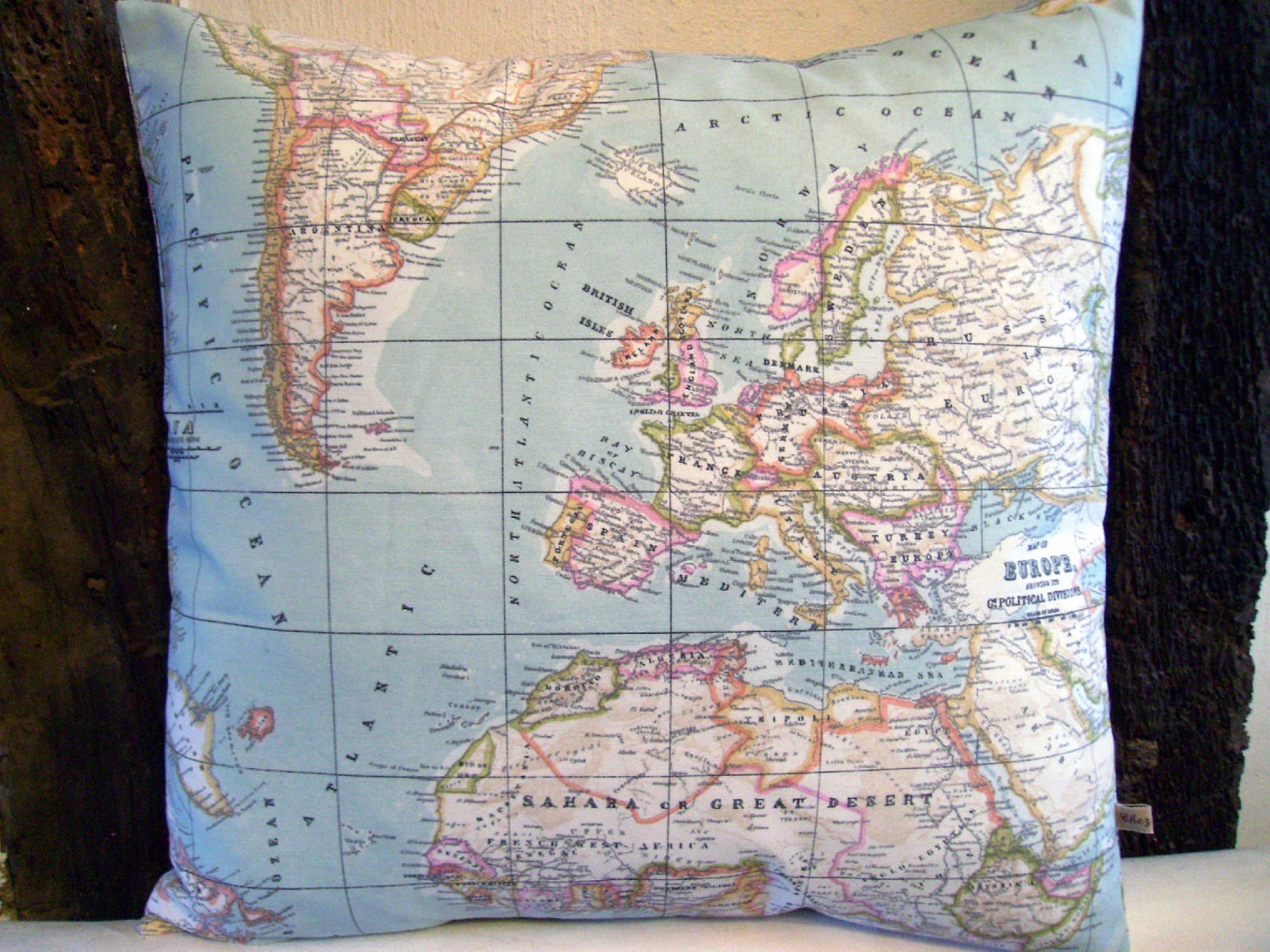 Map Fabric Pillow Cover World Map Cushion Cover as Seen in Etsy