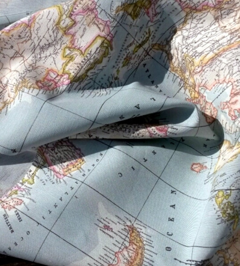 Map Fabric World Map Fabric Fabric Map of the World World Etsy