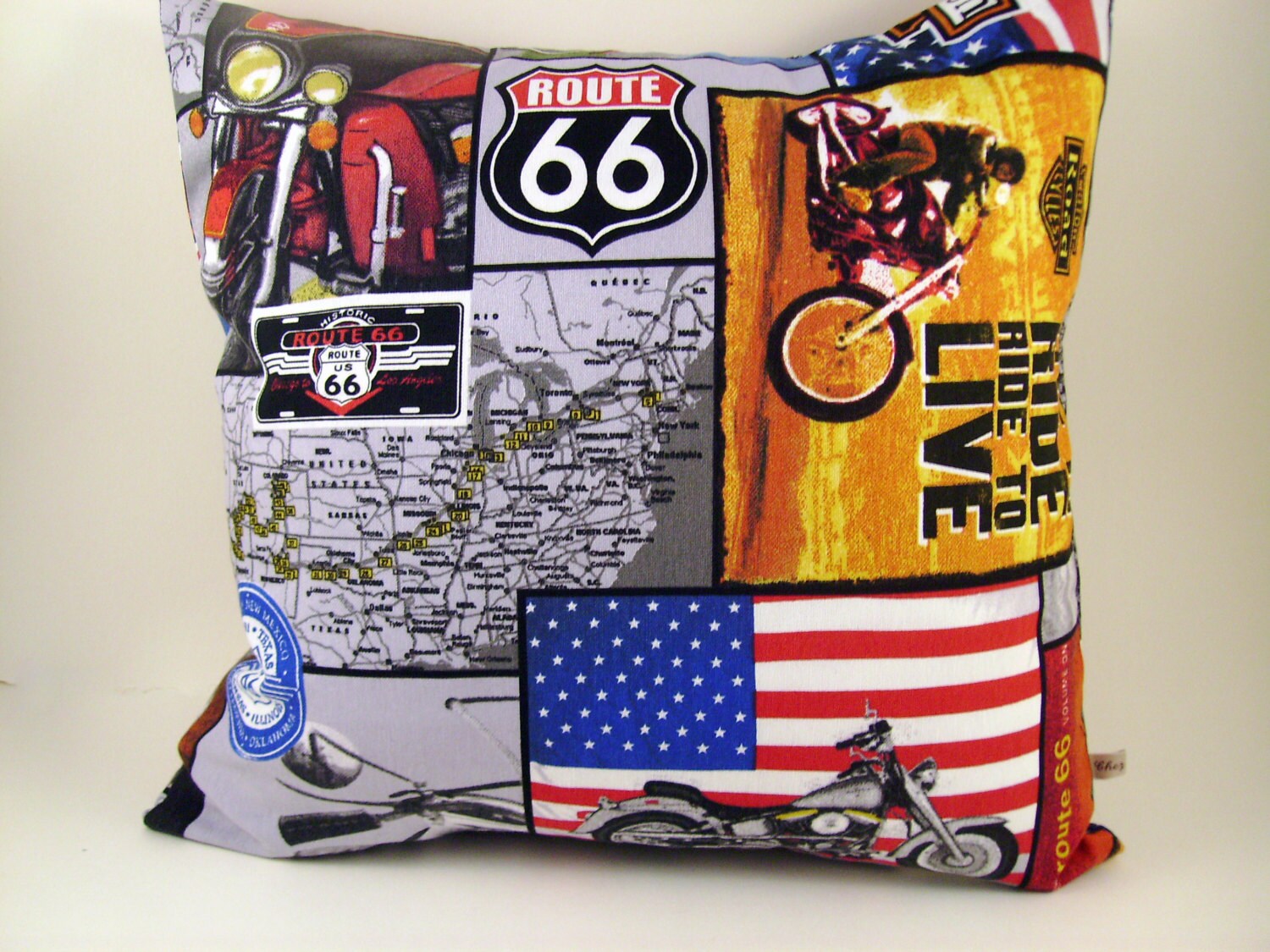 Housse d'oreiller Pour Homme- Housse Route 66- Homme Cave- Motard- Décor de Motard - Oreiller Harley
